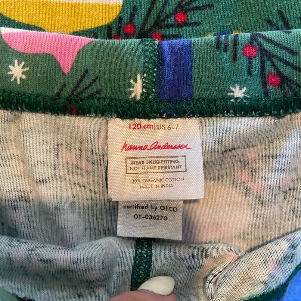 Hanna Andersson kids long sleeve matching set Christmas pajamas size 6/7 - Picture 2 of 5